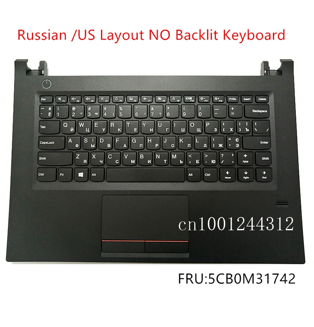 Russisk Nyt For Lenovo E42 E42-30 E42-70 E42-80 V510-14IKB Håndfladestøtten Tastatur Bezel, Case Cover Touchpad Fingeraftryk 5CB0M31742