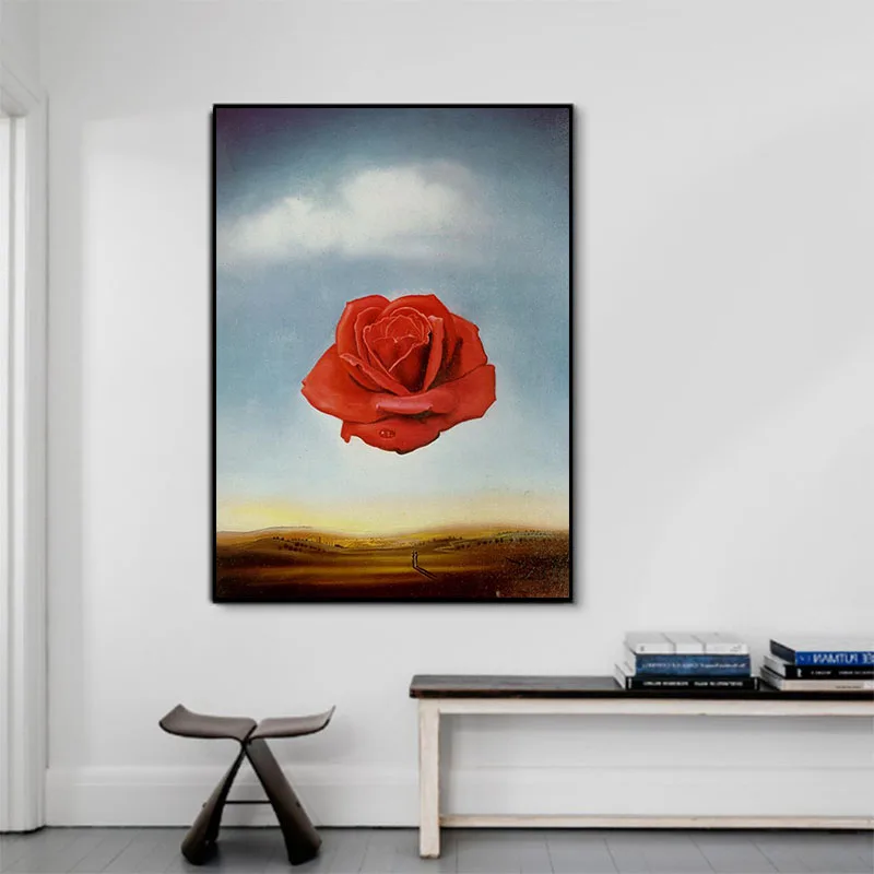 Salvador Dali Meditativ Steg Blomst Plakat Maleri Væg Kunst, Plakater og Prints Cuadros Billeder til stuen Home Decor