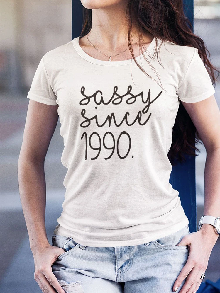 Sassy Siden 1990 Vintage Kvinder T-Shirt Sommer Mode kortærmet Tshirt Tumblr Graphic Tee 31 Fødselsdag Gave Camisas Mujer