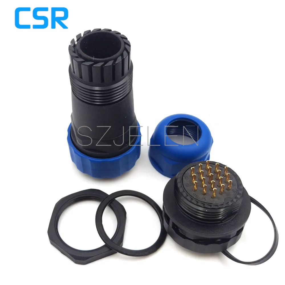 SD28TP-ZM,19-pin Vandtæt og støvtæt stik mandlige og kvindelige,IP67, LED 19pin power kabel, ledning, stik, Panel cutout 28mm