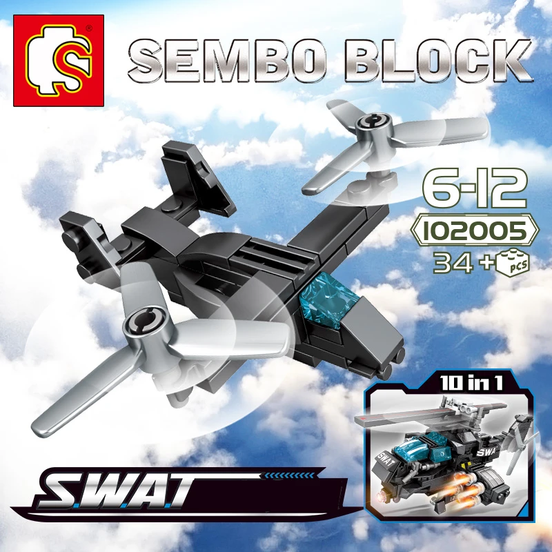 SEMBO BLOK 300PCS Helikopter Model byggesten Mini Legetøj Swat City Police Mursten Legetøj til Børn Drenge Legetøj Uddannelse