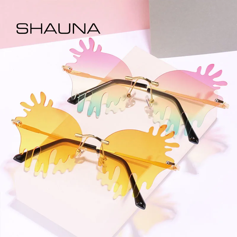 SHAUNA Smelter Elsker Solbriller Mode Uindfattede Hjertet Rive Nuancer UV400