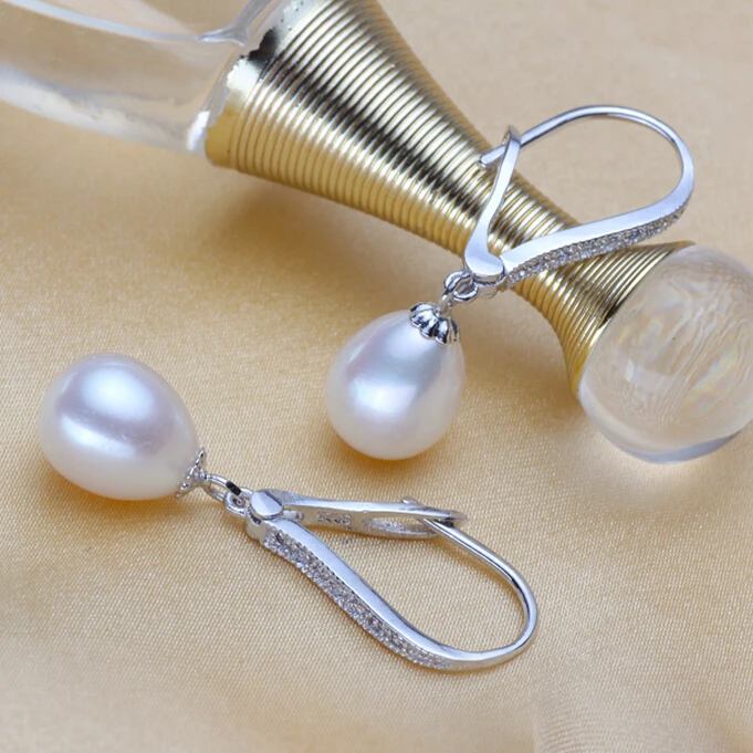 SHDIYAYUN Fine Perle Øreringe af 925 Sterling Sølv Smykker Til kvinder Naturlige ferskvandsperle Perle Smykker Dråbe Øreringe Gave