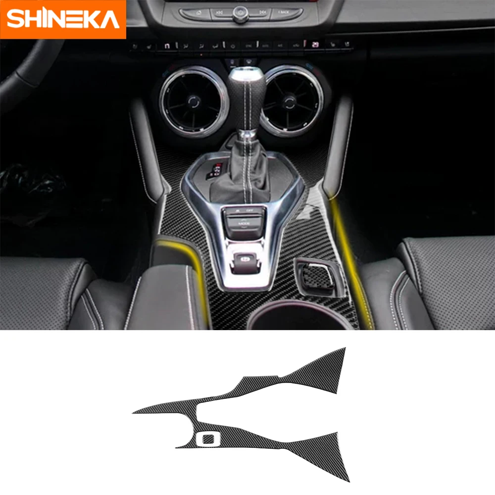 SHINEKA Interiør Klistermærker Til Chevrolet Camaro Carbon Fiber Bil Gear Shift Panel Trim Klistermærker Til Chevrolet Camaro 2016-2019