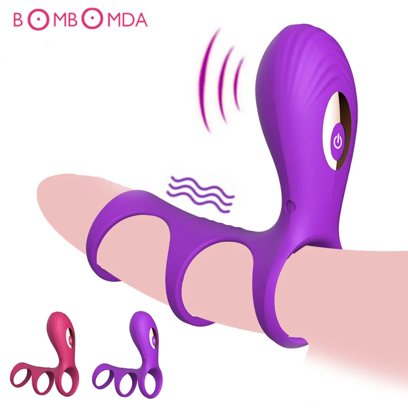 Silikone 3-ring Vibrerende Penisring Ejakulation Forsinkelse Cockring Vibrator Klitoris Stimulator Voksne, Par sexlegetøj til Mænd Mandlige