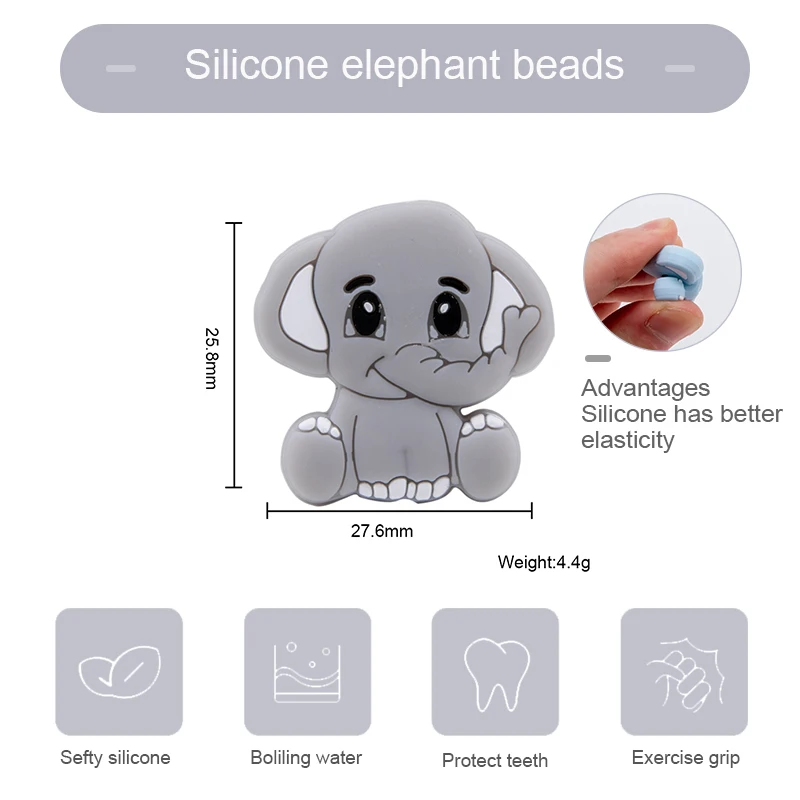 Silikone Mini Elefant Perle, Baby Legetøj Tænder Rasler Bpa-Fri Silikone Elefanten Tænder Små Stick Baby Tænder