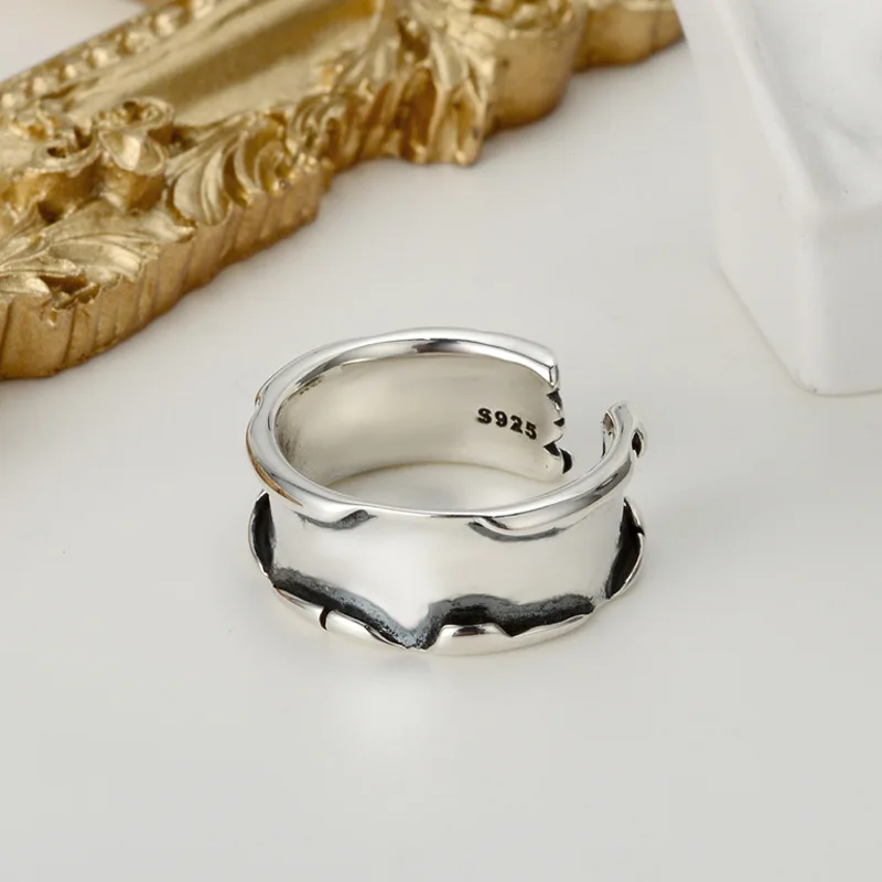 Silvology 925 Sterling Sølv Konkave Folder Ringe til Kvinder Uregelmæssige Gøre Det Gamle Japan, Korea, Minimalistisk Ringe Retro Smykker Gave