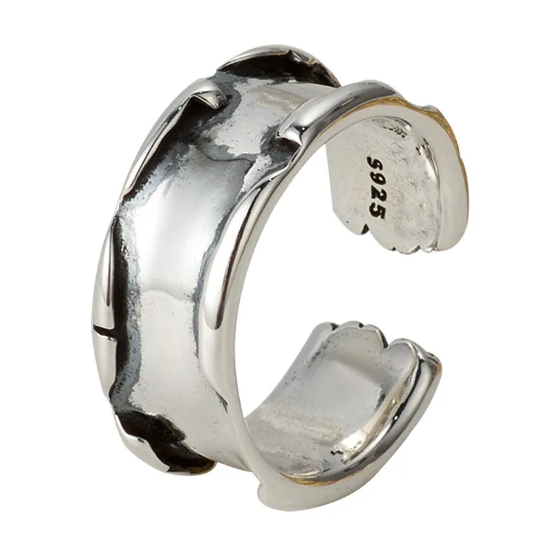 Silvology 925 Sterling Sølv Konkave Folder Ringe til Kvinder Uregelmæssige Gøre Det Gamle Japan, Korea, Minimalistisk Ringe Retro Smykker Gave