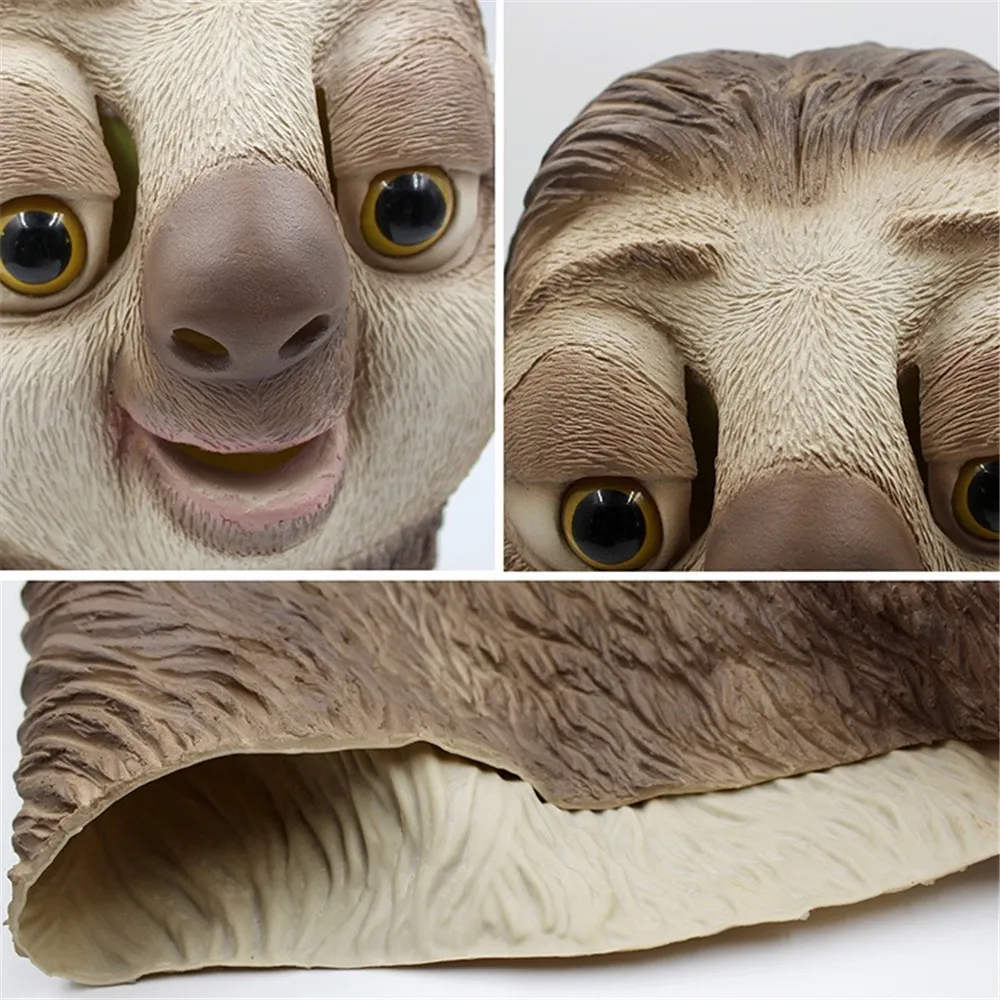Sjov Sloth Dyr Maske Maskerade Halloween Hjelm Toy Fødselsdagsfest Nytår Dekoration Spoof Hovedklæde