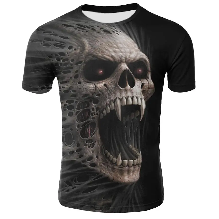 Skull T-shirt Mænd Skelet T-shirt Punk Rock Tshirt Pistol T-shirts, 3d-Print T-shirt med Vintage Gotiske Herre Beklædning Sommer toppe