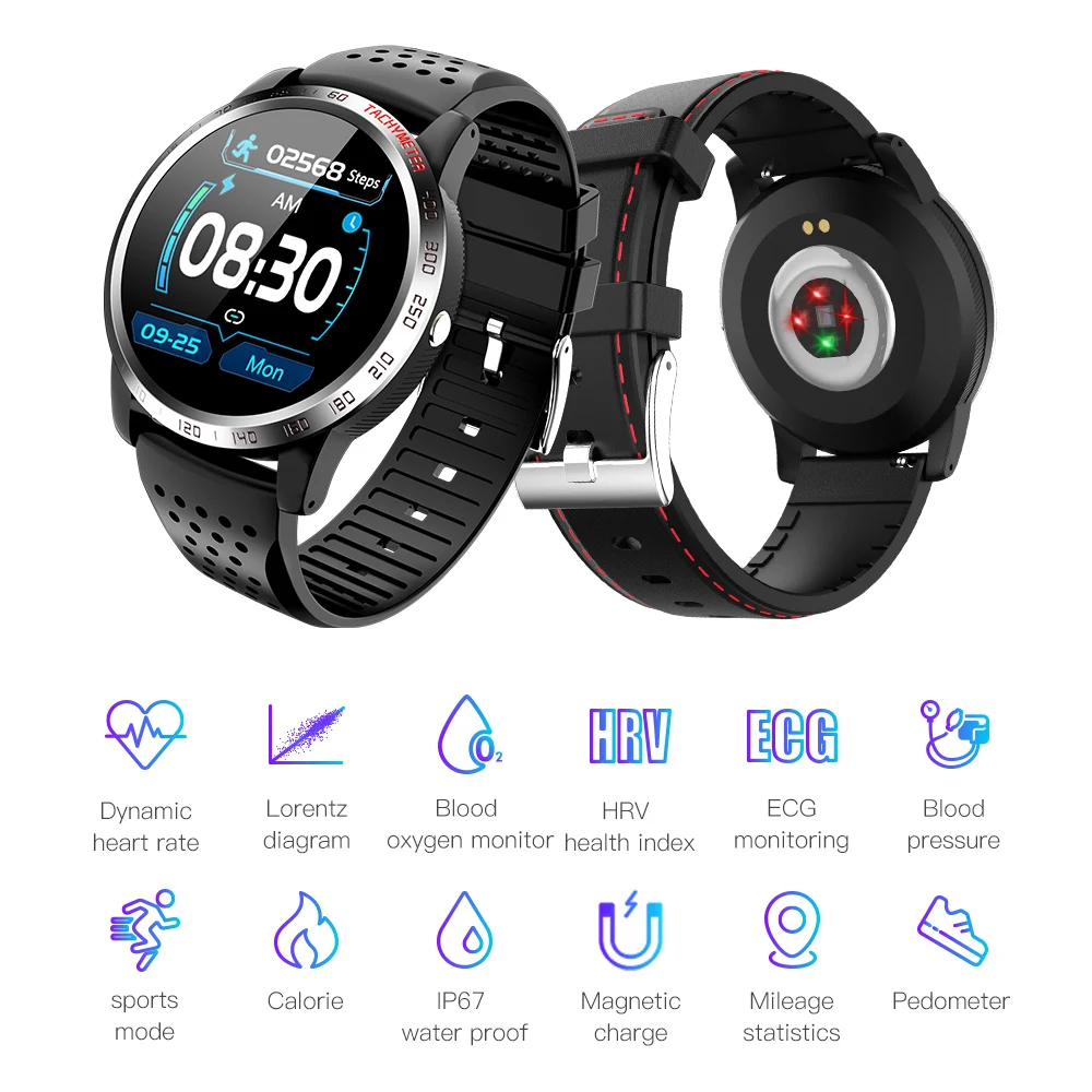 SKYBON W3 Smart Ur EKG-PPG Blodtryk puls Sports Tracker Mode Mænd Vandtæt Sport SmartWatch Til iOS Android