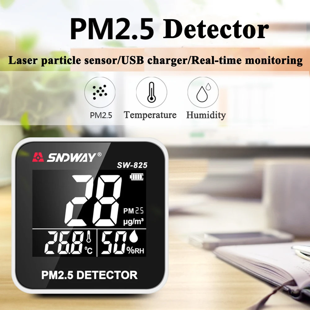 Sndway Air Quality Monitor Gas Analyzer Laser PM2.5 Particle Detector Temperatur Måle Fugtighed Meter Diagnostisk Værktøj