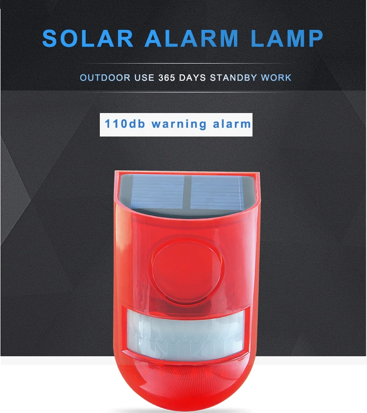 Solar alarm menneskelige krop induktion LED-lys og lyd alarm lys security anti-tyveri dyr kørsel udendørs vandtæt