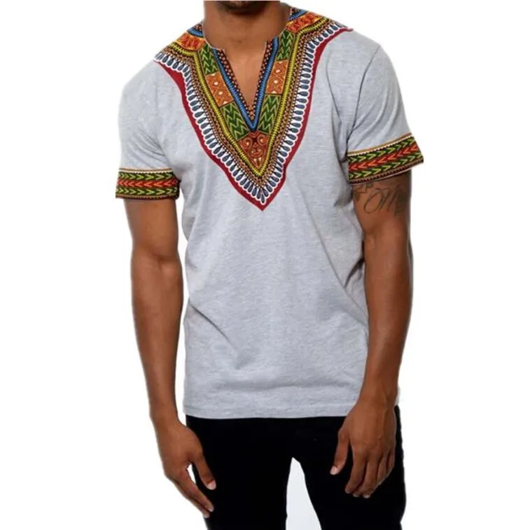 Sommeren Afrikanske Mænd T-shirts Dashiki Tøj Afrika Top Dashiki Print Rige Bazin Casual kortærmet T-Shirt Man Folk Streetwear