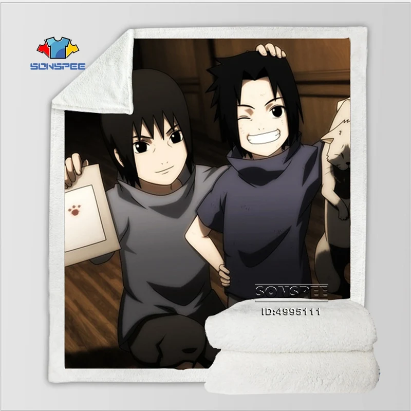 SONSPEE 3D-Print Anime Naruto Sasuke og Itachi er Han Tynd Dyne Smide Tæppe, Seng, Sofa Sengetøj Sengetæppe Sherpa Tæppe Voksne Børn