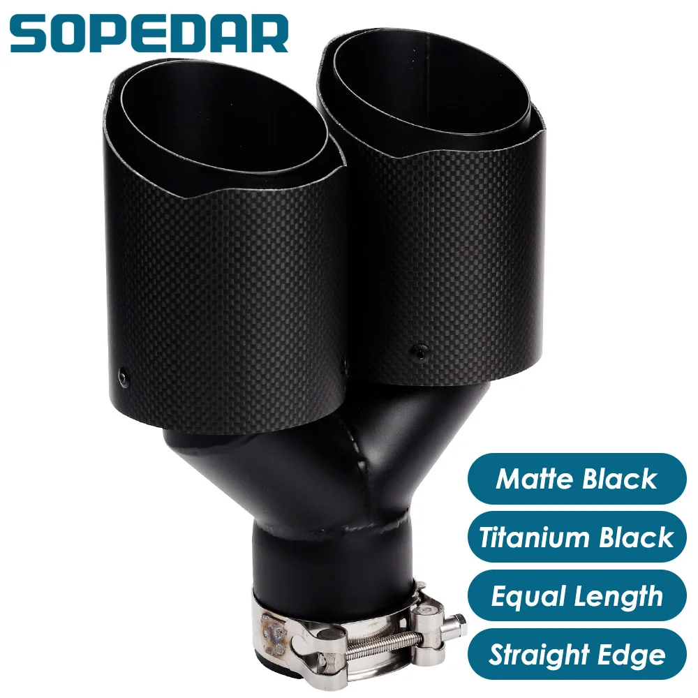 SOPEDAR Dual Ulige Lydpotten Tip udstødningsrøret Lige Kant Mat Titanium Black Y-Model Bil Styling Bil Styling Bageste Rør