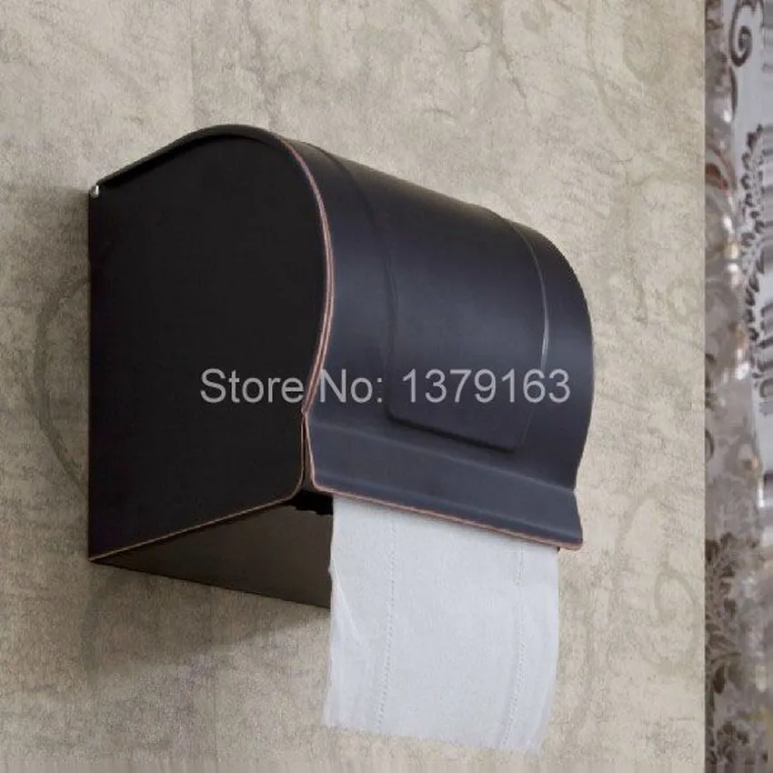 Sort Olie Gnides vægmonteret Messing Badeværelse papirholder Roll Væv Holder aba302