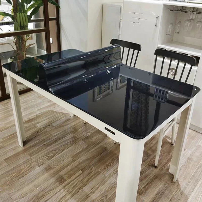 Sort PVC Dug Vandtæt Bløde Glas sofabord Mat Olie-bevis TV Counter Klud 1,0 mm Anti-skoldning Køkken Plast Forsyninger