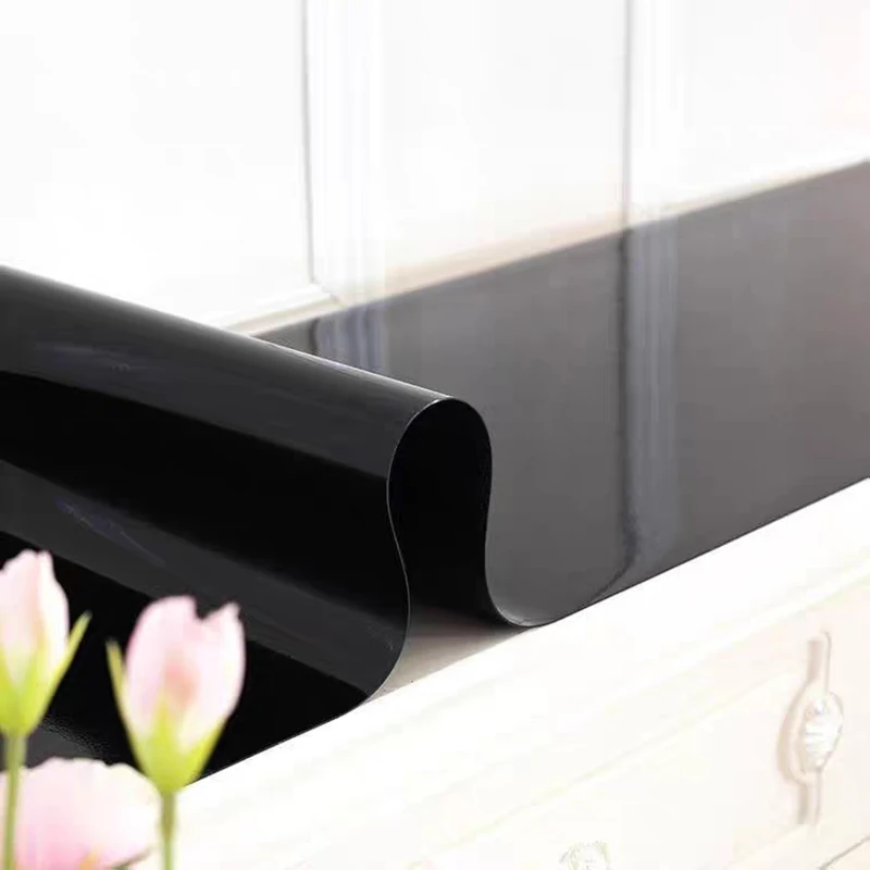 Sort PVC Dug Vandtæt Bløde Glas sofabord Mat Olie-bevis TV Counter Klud 1,0 mm Anti-skoldning Køkken Plast Forsyninger