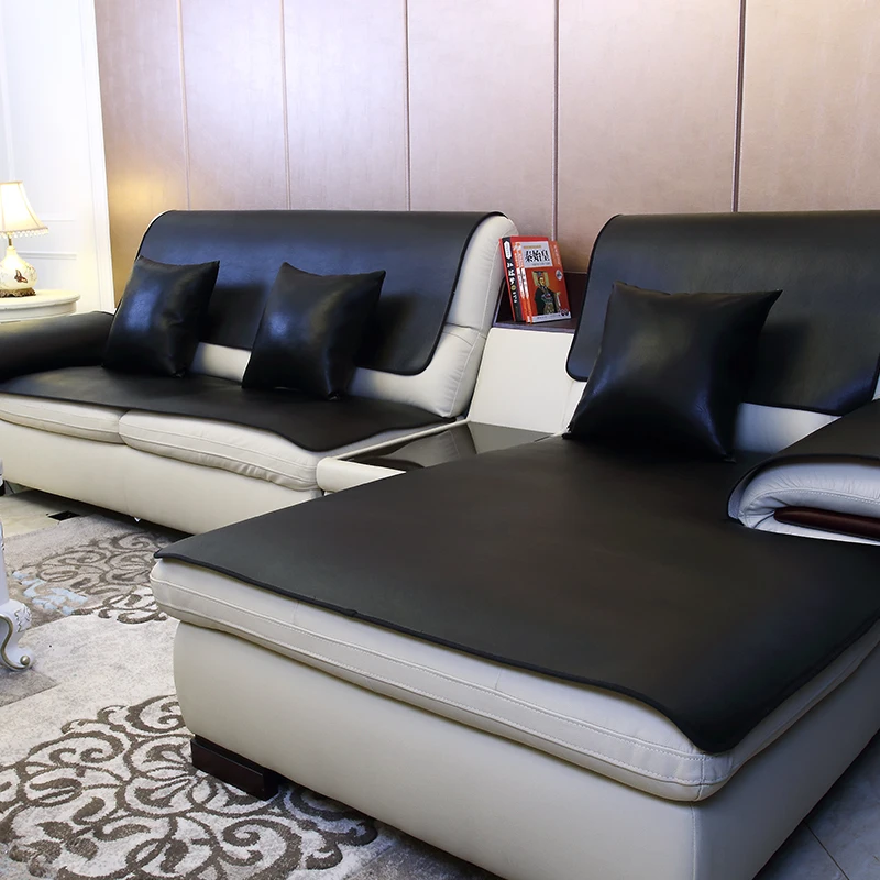 Sort vaskbart Læder sofa pude Fire sæsoner skridsikker vandtæt Europæisk stil sofa dække Universelle sofa Tilpasset håndklæde