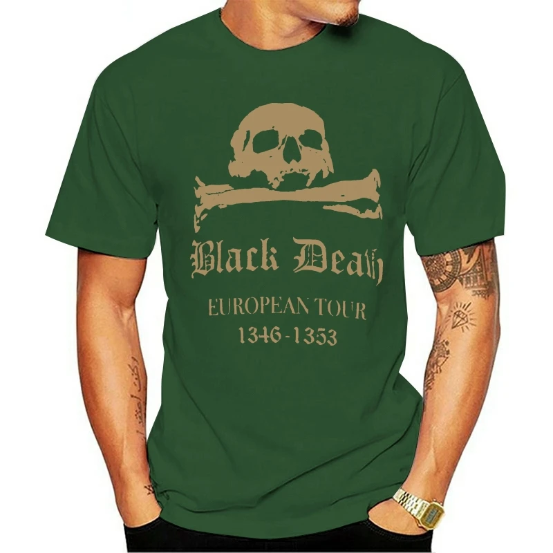 Sorte Død European Tour sorte død peste middelalderens pest, død 2021 casual, stilfuldt retro t-shirt i bomuld