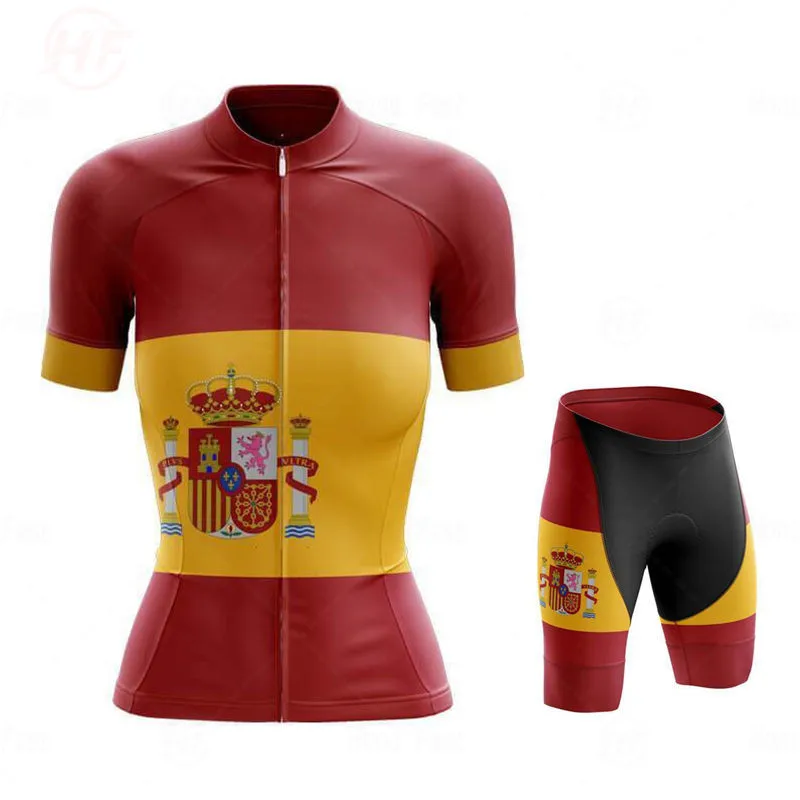 Spanien Mode Lady Cykling Tøj Sommeren kortærmet Trøje sætter Kvinder og MTB Cykling Kit Vintage Mønster Åndbar Vej Cykel