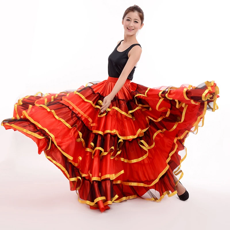 Spansk Flamenco Nederdele Kvinder Flamengo Dans Kostumer Sigøjner Nederdel Damer Ballroom Dancing Kjole Scene Show Bære Tøj DN3049