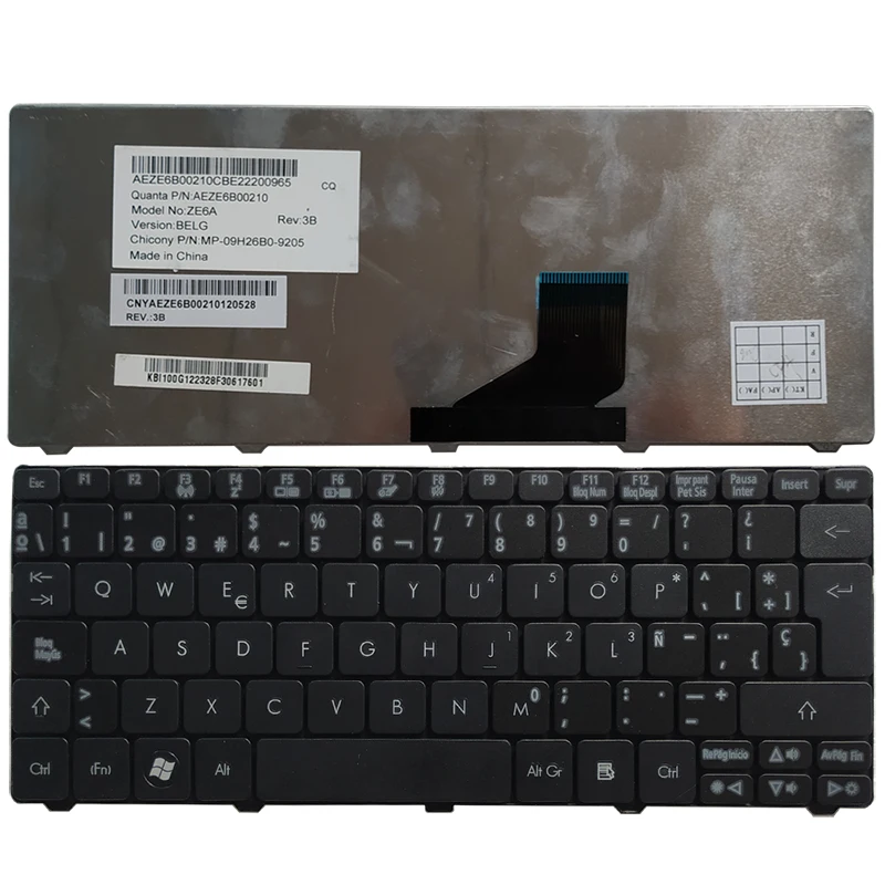 Spansk Tastatur til Gateway Mini LT21 LT25 LT27 LT28 LT2100 LT32 til Packard Bell Dot SPT SE 723 SE2 S-E3 S E2 SE3 SC SP Black