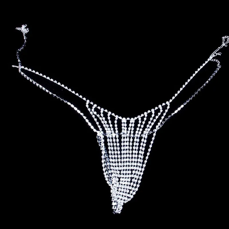 Stonefans Sexet Rhinestone Bralette Undertøj Kæde Sæt til Kvinder Mode Hule Crystal Krop Smykker Kæde Bh og Trusser Sæt