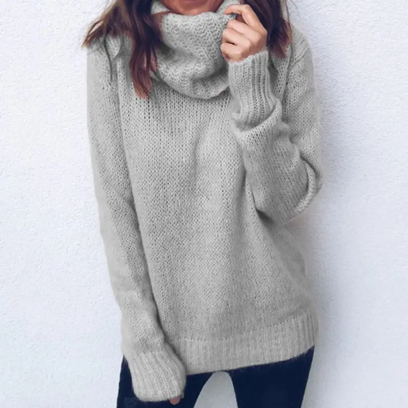 Stor størrelse 3xl sweater kvinder strikkede sweater winter plus size kvinder trøjer langærmet rullekrave pullover frakke kvinder