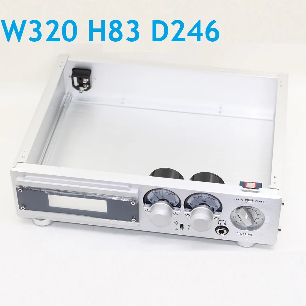 Størrelsen W320 H83 D246 Luksus DAC Aluminium Chassis Dual VU-Meter Preamp Tilfælde BZ3208N DIY-Dekoder Forstærker Chassis Bag DIY-Box