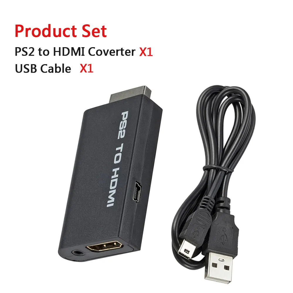 Støtte PS2 til HDMI Adapter 480i/480p/576i Audio Video Converter-Adapter 3,5 mm Audio Output Understøtter Alle PS2 visningstilstande