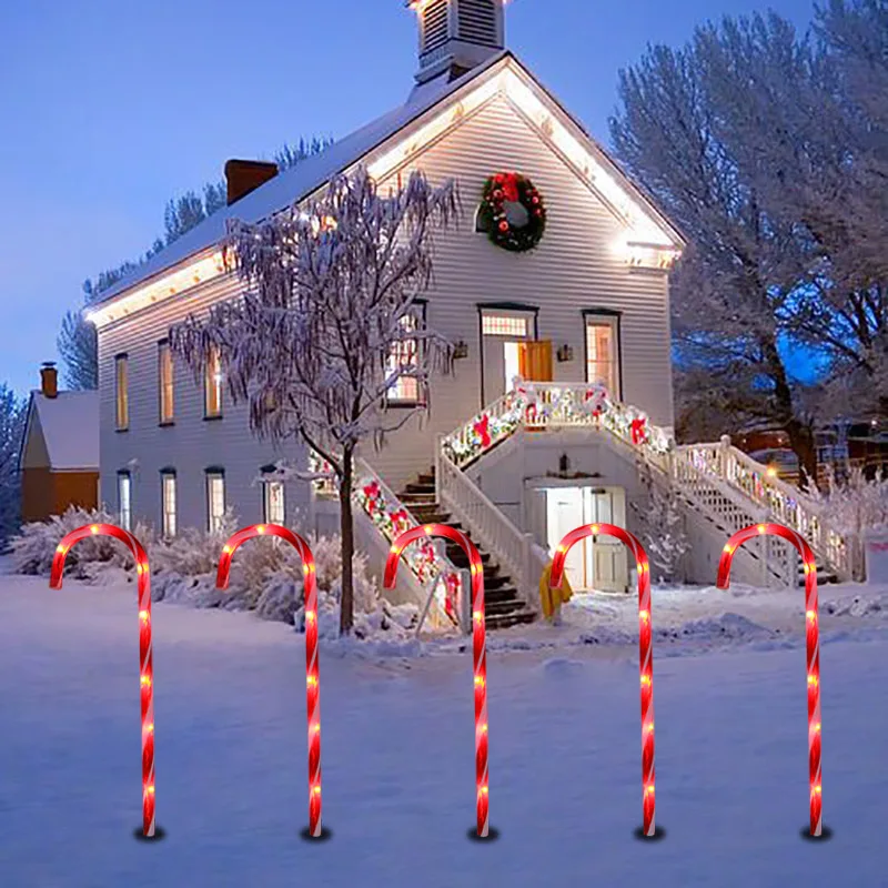 Sukkerrør LED lys Jul haven pathway lys, xmas jul julepynt til hjem candy cane nye år indretning