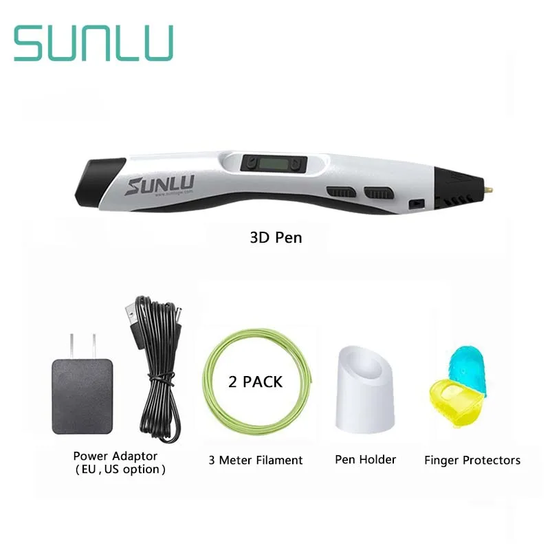 SUNLU 3D-Printer Pen SL-300 nye DIY gave gratis skib med STORBRITANNIEN EU-US-Stik 8 Digital Hastighed Kontrol for Tegning og DIY