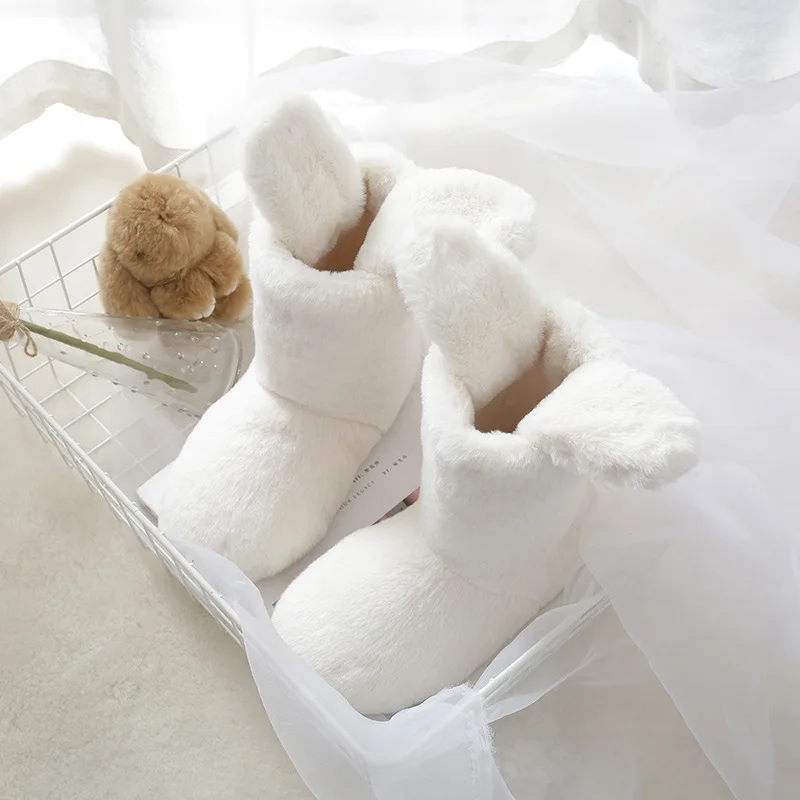 SunNY Everest vinter søde kvinder hvid støvler bomuld sko-gulvtæppe sko indendørs hjem, non-slip varm furry størrelse 35-40