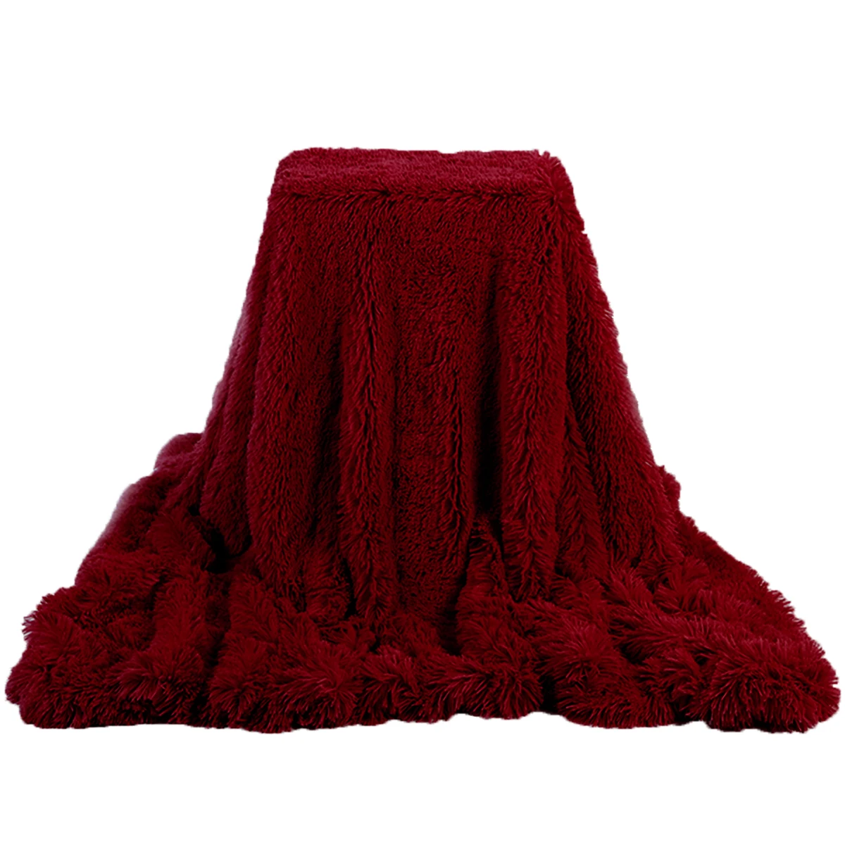 Super Bløde Tæpper Til Senge Vin Rød Tæppe, Sengetøj I Julegave Shaggy Faux Fur Tæppe Ultra Plys Dekorative Bed Tæppe
