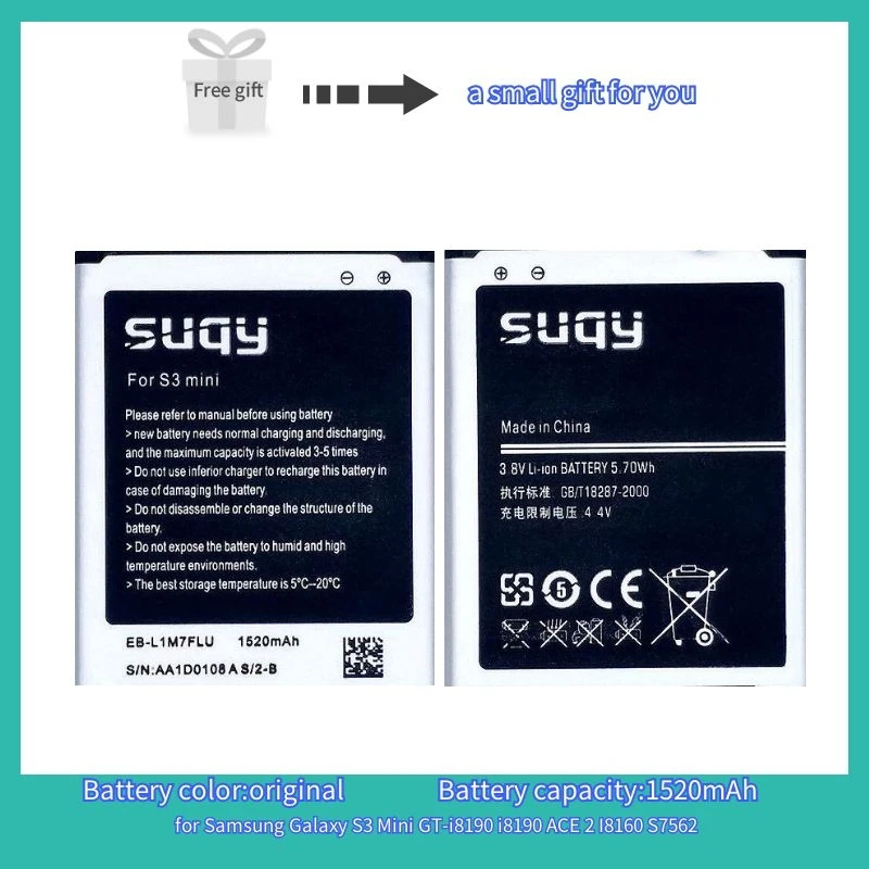 Supersedebat Genopladelige Batterier til Samsung Galaxy S3 Mini GT-i8190 I8190 ACE 2 I8160 S7562 Batería til Galaxy Ace 2 Batteri