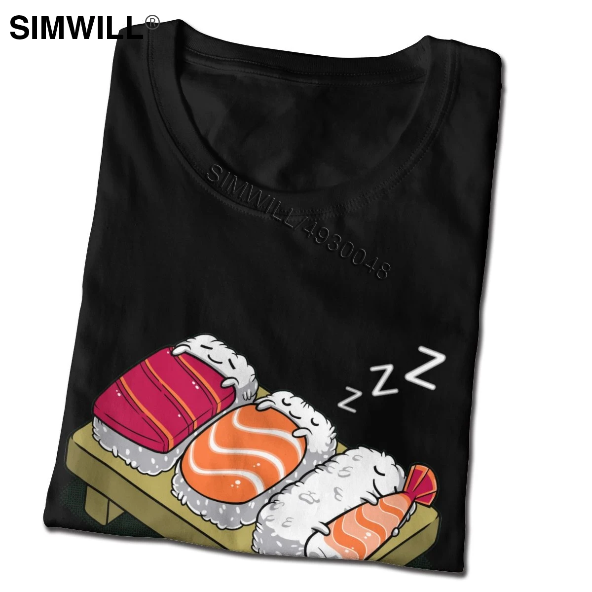 Sushi t-Shirt til Mænd Øko Bomuld Japansk Mad T-Shirt Korte Ærmer Rund Krave Tshirt Grafiske Tees Regular Fit Toppe Apparel