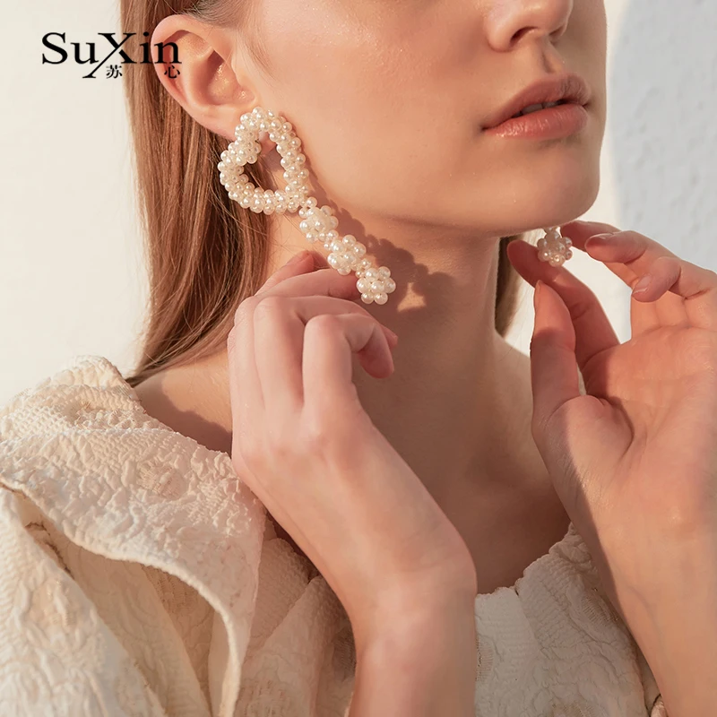 SuXin øreringe 2020 ny simpel elsker magic wand temperament øreringe til kvinder perle vedhæng øreringe smykker gave