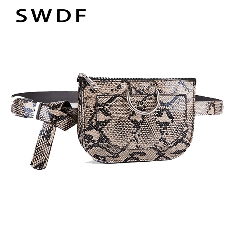 SWDF Kvinder væskebæltet Serpentine Fanny Pack Pu Læder brystet Taske Kvindelige Mode Snake Skin Bælte Taske i Høj kvalitet Pung