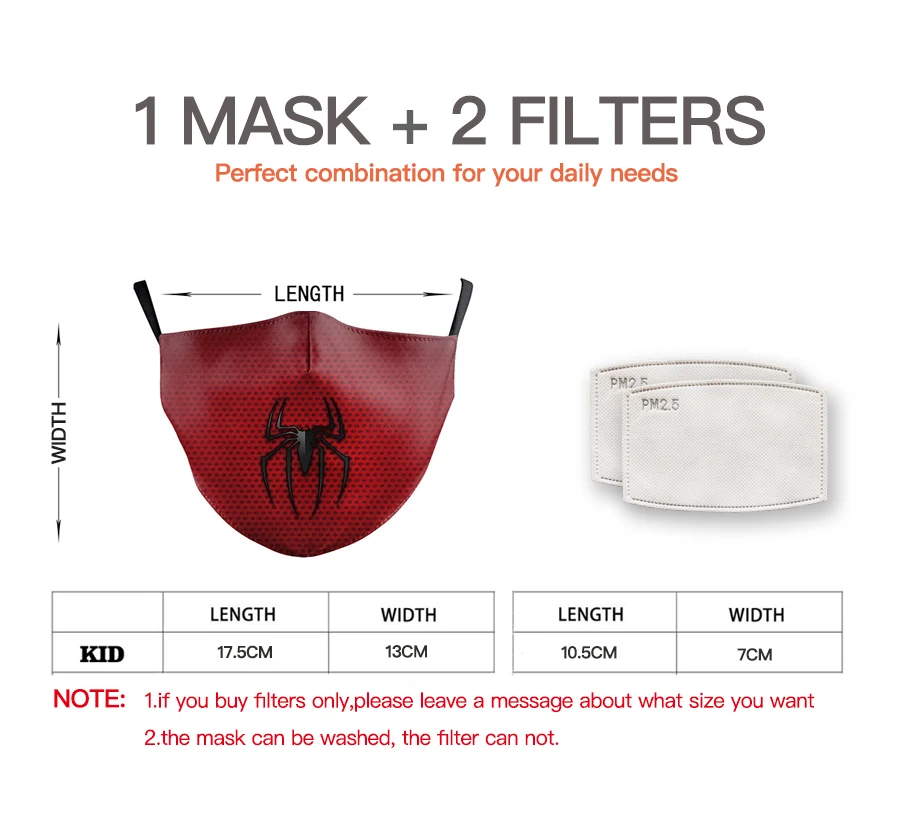 Søde Dyr Munden ansigtsmaske Panda Dinosaur Pingviner Kids 3D-Print Masker med 2 stk Filtre Børn Genanvendelige Vaskbar Munden Masker