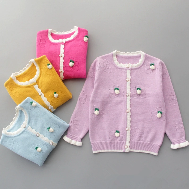 Søde Ornament Sweater Cardigan Til Piger børnetøj Med Dekoration Sweater Ydre Slid Pige Top Tøj vetement enfant fille