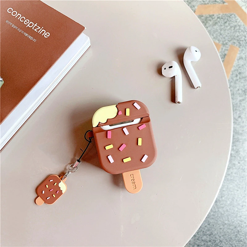 Søde Tegneserie Chocolate Ice Cream Trådløse Hovedtelefoner Tilfældet For Apple Airpods Silikone Cases til AirPods 2 Hovedtelefon Protector Dække