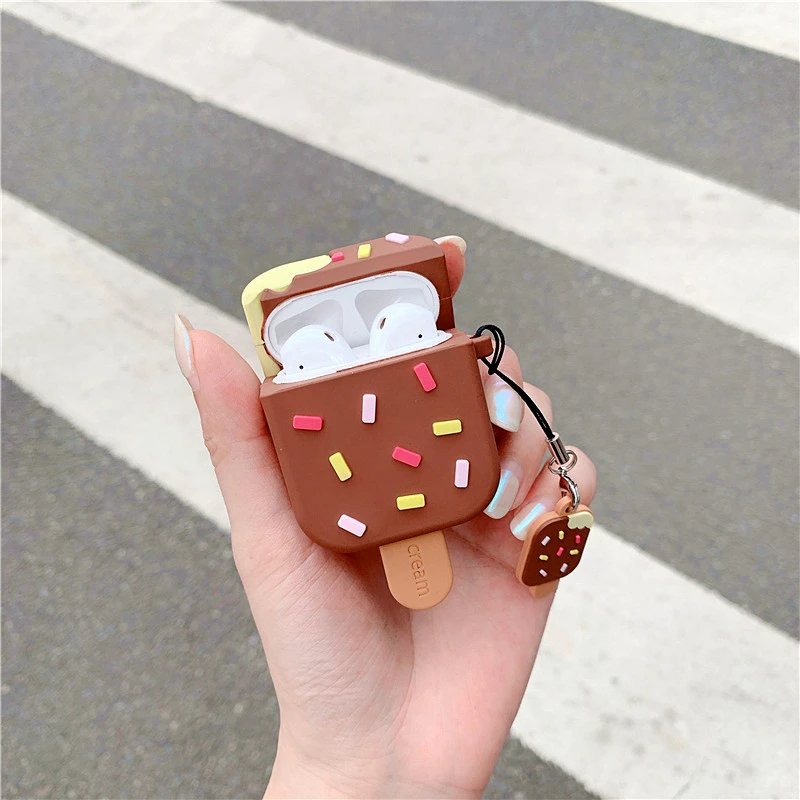 Søde Tegneserie Chocolate Ice Cream Trådløse Hovedtelefoner Tilfældet For Apple Airpods Silikone Cases til AirPods 2 Hovedtelefon Protector Dække