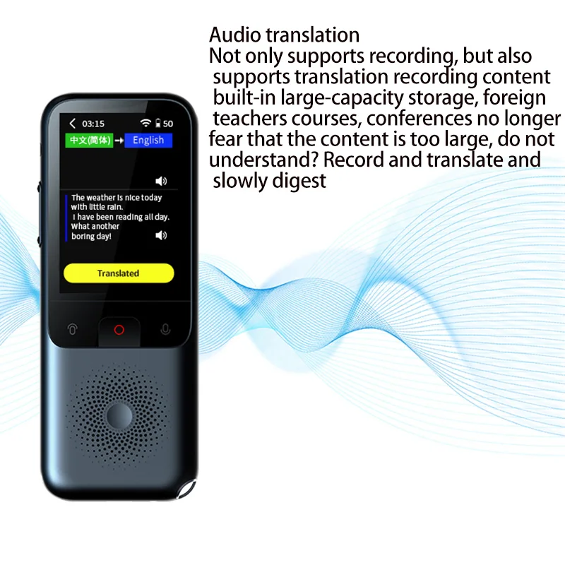 T11 ligent Stemme Oversætter Samtidige Online Oversættelse 138 Sprog WIFI Translator