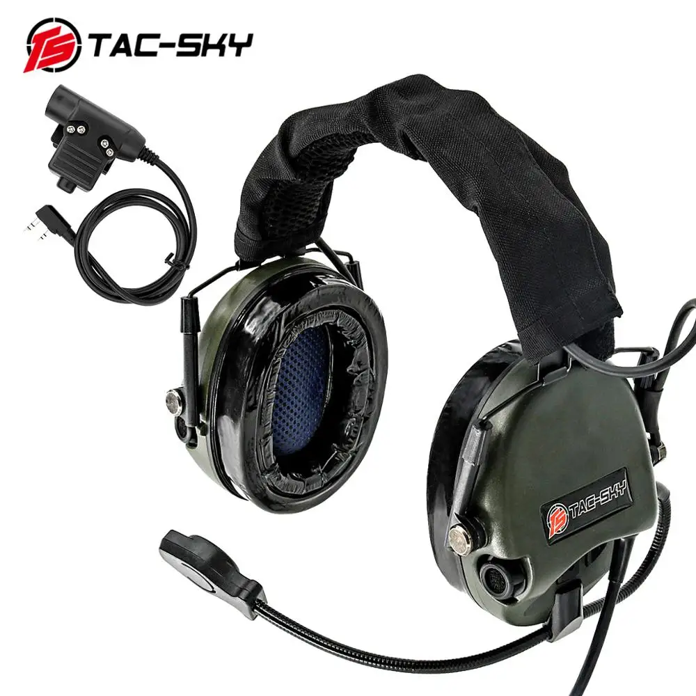 TAC-SKY TE Hi-Trussel Tier 1-Silikone Høreværn Militære Skyde-støjreduktion Afhentning Taktiske Headset + KENWOOD U94 TOT -