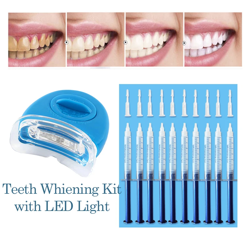 Tandblegning Kit med led lys 44% Brintoverilte Dental Blegning, Oral Gel Kit tandblegningsmiddel Dental Udstyr