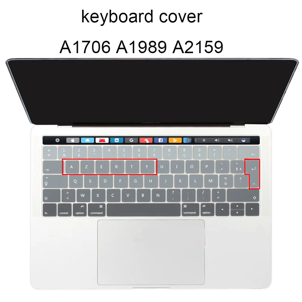 Tastaturet Dækker for Macbook Pro A1706 A1989 A2159 13 tommer med Touch Bar og Touch-ID TPU støvtæt klart 2019 2018 silikone