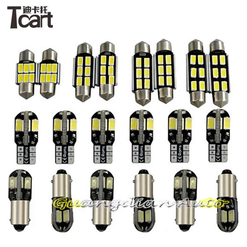 Tcart 18 x fejlfri Hvide LED-Light-Pakke-Kit Til Mercedes W204 C180 C200 C230 tilbehør 2008-læsning Indendørs lys