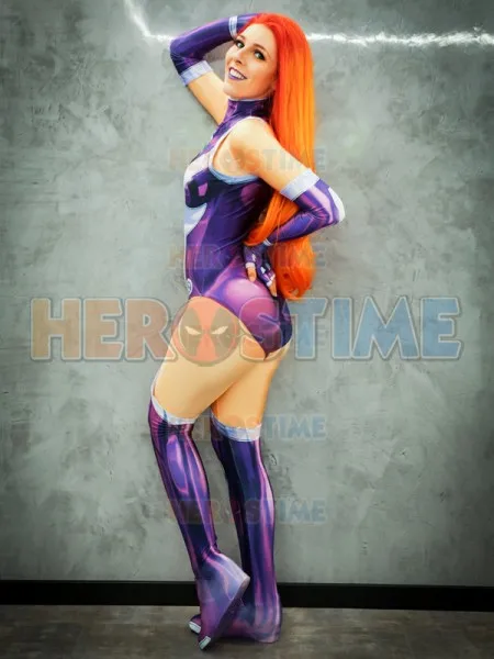 Teen Titans Cosplay Kostume Starfire/Red-X/Beast Boy Zentai Catsuit Superhelt Halloween Spandex LycraZentai Jumpsuit Heldragt